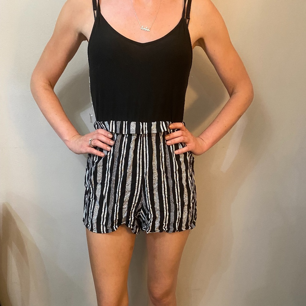Black And White Stripped Romper